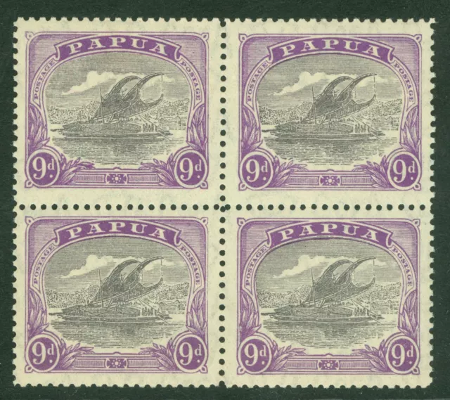 SG 127 Papua 1932. 9d lilac & violet. Unmounted mint block of 4. Usual...