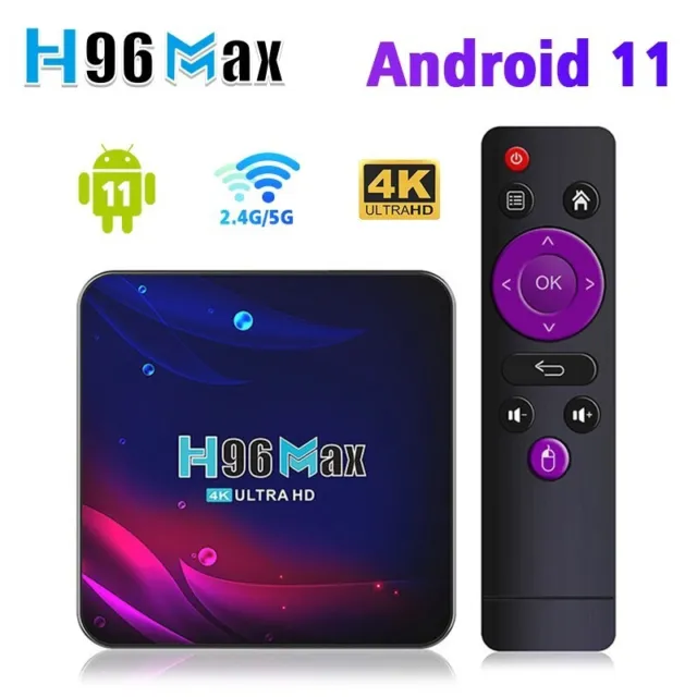 Boîtier Smart TV H96 Max V11 Android 11, 4 Go de RAM/64 Go Quad Core 4K Google 