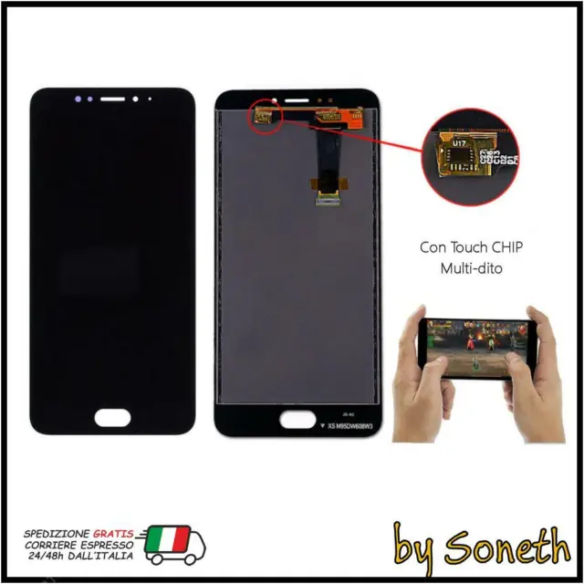 Vetro Touch Screen Schermo Lcd Display Per Meizu Mx6 M685 C H M Q U Nero