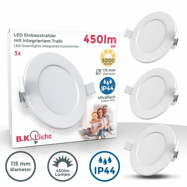 Lot De 3 Spots LED Ultra-Plats à Encastrer - Orientables Et Dimmables - Finition Nickel Mat - IP23