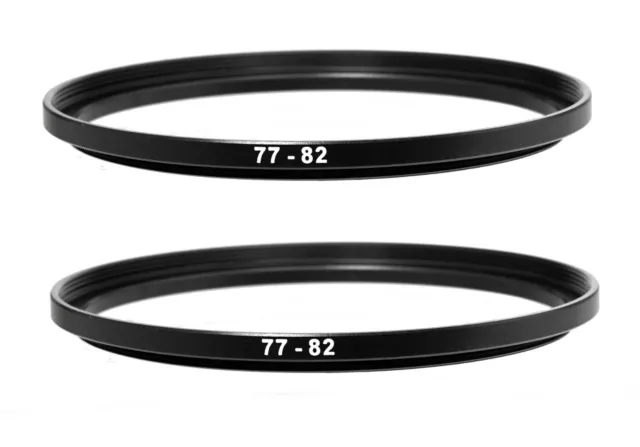 (2 Pcs ) 77-82mm 77mm to 82mm Alumnium Metal Step Up Lens Filter Ring Adapter