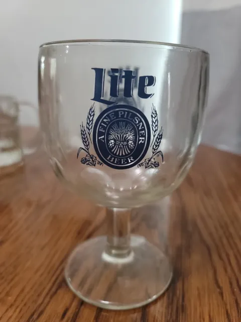 Vintage Miller Light 6" Glass Beer Goblet