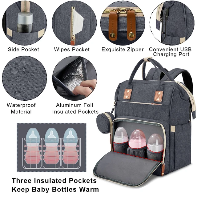 3 in 1 Diaper Bag Travel Mommy Backpack Portable Bassinet & Changing Station Pad 2