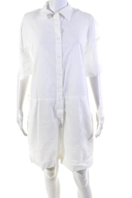 Acacia Women's Long Sleeve Cotton Button Down T-Shirt Dress White Size M