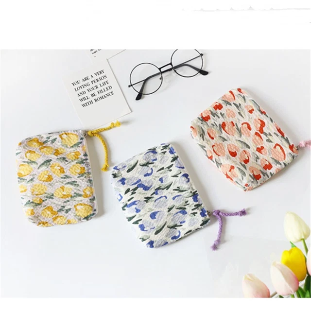 Femmes Filles Maquillage Sacs Porte-monnaie Patchwork Fleur de tulipe imprimée