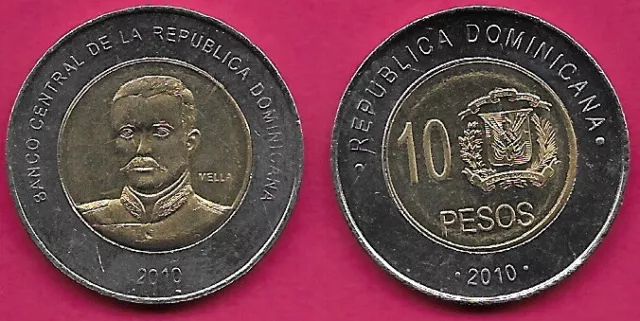 Rep Dominicana 10 Pesos 2010 Sin Circular Busto Del General Matias Ramón Mella Cara, Valor