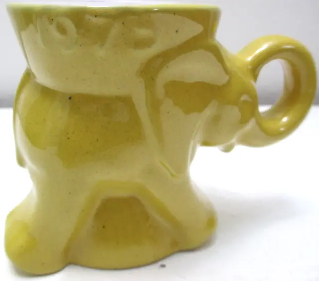 Vintage Frankoma Pottery Political Mug Republican Elephant 1975 Autumn Yellow