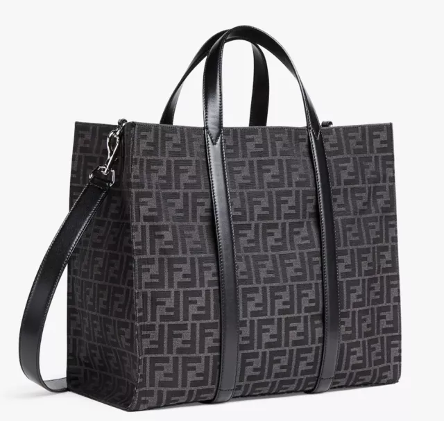 Fendi- Ff  Logo Jacquard Fabric Tote Bag