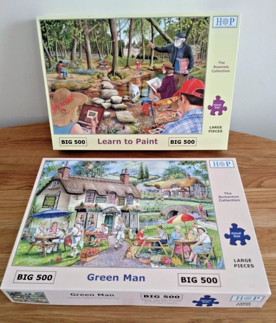 2 X Hop Big 500 Piece Jigsaw Puzzles Learn To Paint and Green Man ...