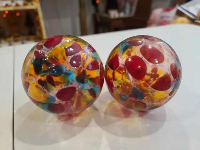 Kitras Art Glass Calico Ball Handmade/Hand Blown In Canada Multicolored  3.25”