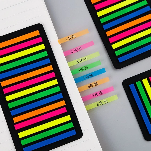 School Fluorescent Children Sticky Note Index Tabs Color Stickers Transparent