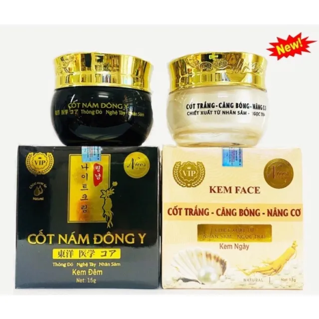 Combo KEM COT NAM DONG Y 1 kem ngay + 1 kem dem Nicos 5k 15gram - Melasma Cream.