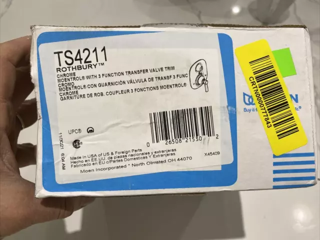 Válvula de ducha Moen TS4211 Rothbury cromo moentrol con ajuste de válvula de 3 funciones