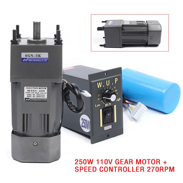 110V 250W AC Gear Reduction Motor Electric+Variable Speed Control