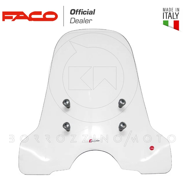 FACO Parabrisas Vespa Primavera 150 Transparente | Completo Con Soportes | Made In Italy