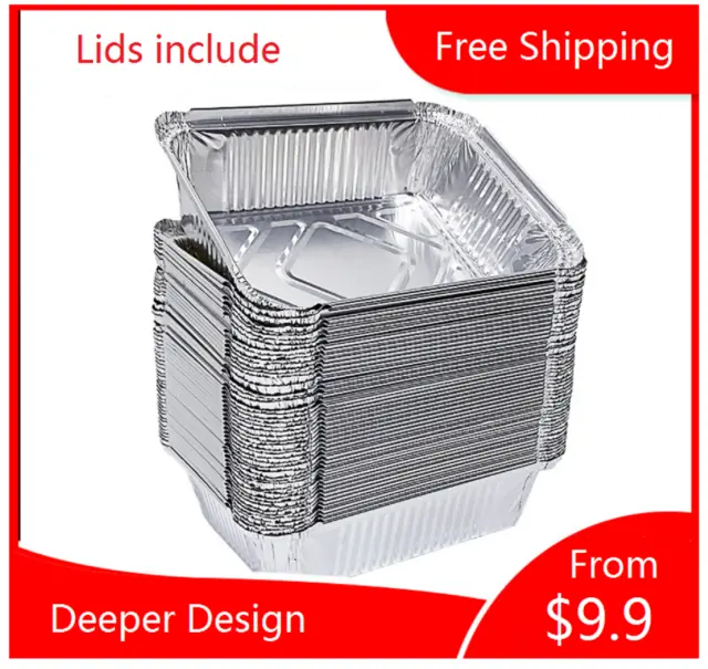 BBQ ALUMINIUM OVEN FOIL TRAYS Food Disposable Container Roasting Baking WIth Lid