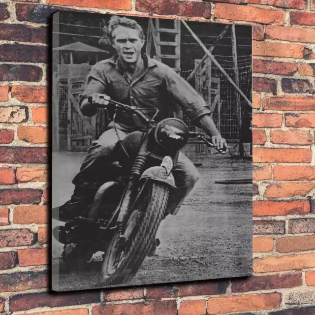 Steve McQueen The Great Escape Wall Art Printed Canvas Picture Cool Motorbike