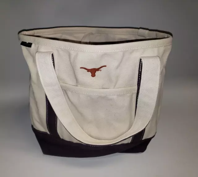Texas Longhorns Land's End Tote Bag 14x12x6 Heavy Duty Canvas Beige Embroidered