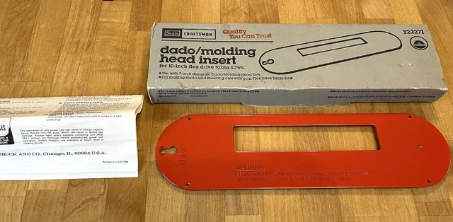 Vtg Sears Craftsman Dado Molding Head Insert for 10" Flex Drive Table Saw 922271