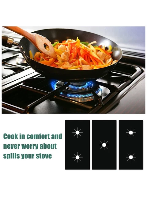 Proteggi Fornelli Cucina, 8 PCS Protezioni per Piani Cottura Gamma Fornelli a Gas, Protezioni per Piano Cottura Bruciatori Coperchi Fodera per Tappetino Pulito, Antiaderente Facile da Pulire(27x27cm