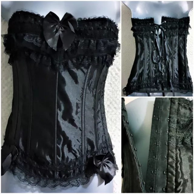 Bustier corsetto con lacci #7 raso nero taglia XL/30" gancio e chiusura occhi