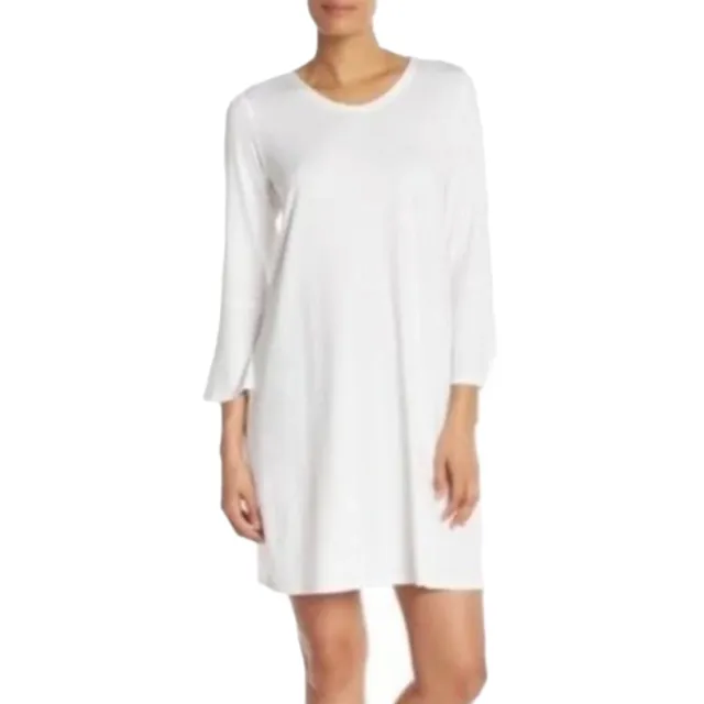 Eileen Fisher Tencel Bell Sleeve Shift Dress Size Small White Knit Pullover