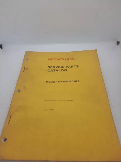 New Holland 1118 Windrower Parts Catalog Manual