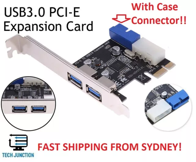 NEW PCI-E PCIE 2 Port USB3.0 Interface Expansion Card Converter + Case Connector