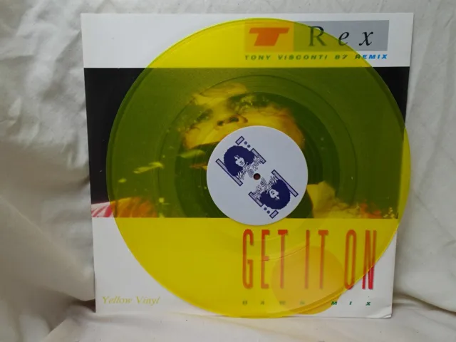 T. Rex:   Get it On  (Visconti '87 Remix)  EX+  UK    1987  YELLOW VINYL   12"