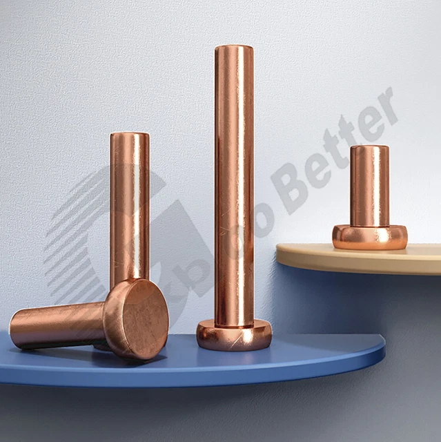 Kupfer Solide Nieten M1.5~M8 Flachkopf-Vollnieten aus Kupfer Länge 3mm~50 mm