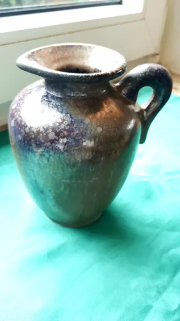 Schöne alte braune Keramikvase Tonvase Krug Höhe 13 cm Handarbeit Wunderschön