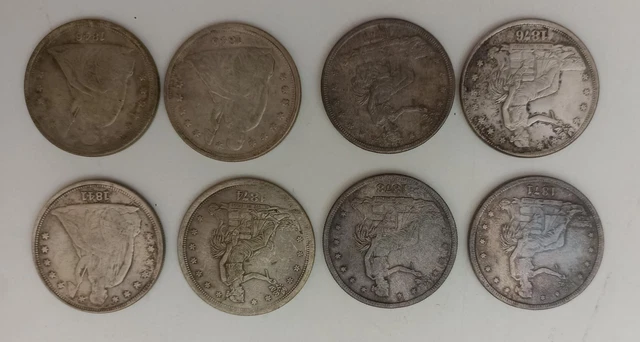 Cb- Lotto 8 Monete 1 Dollaro Morgan Stati Uniti Usa Falsi Epoca - Gtts36