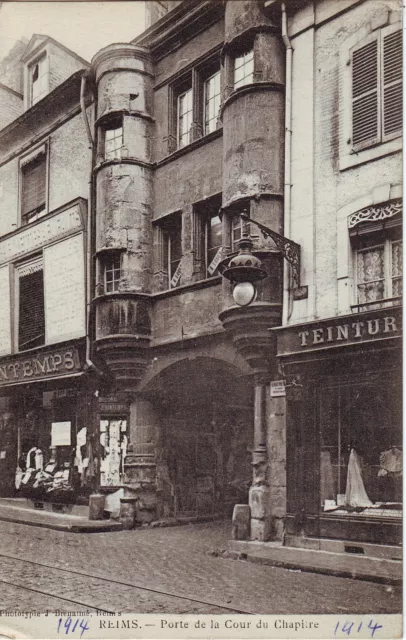 France Reims - Porte de La Cour Du Chapitre & Magasins 1914 Neuf Carte Postale