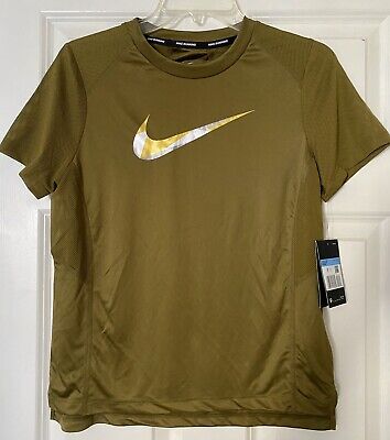 Bnwt Nike Dri-Fit Running Womens Short Sleeve T-Shirt Top Olive Green Medium