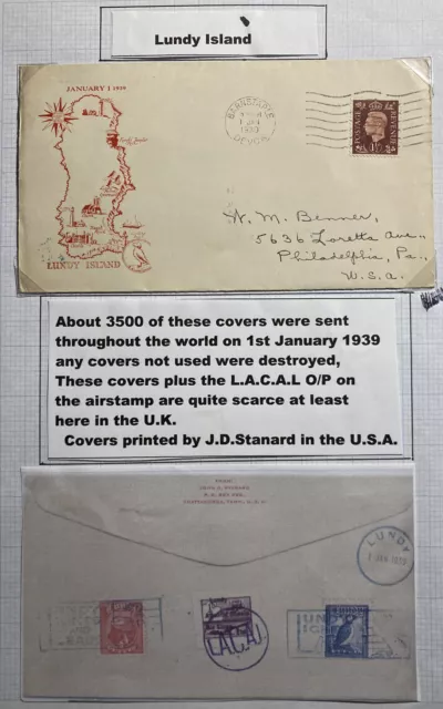 1939 Lundy Channel Island England Airmail First Day Cover To Philadelphia PA Usa