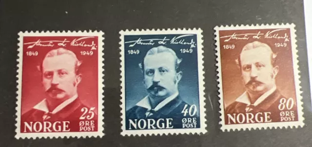 Norway - 1949 MNH Scott 295-297. Alexander L Kirkland Birth Centenary.