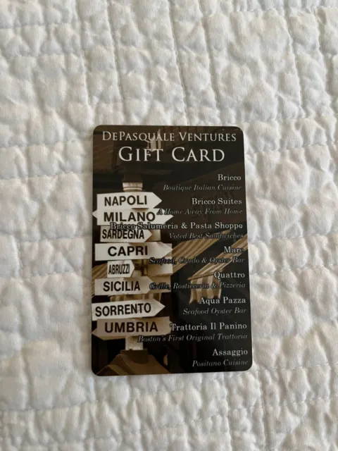 Depasquale ventures gift card $200 (Bricco & other Boston north end restaurants)