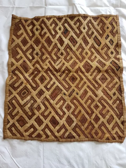 Vintage handgewebter Kasai Samt Shoowa Raffia geschnittener Stapel Textil Kuba DR Kongo