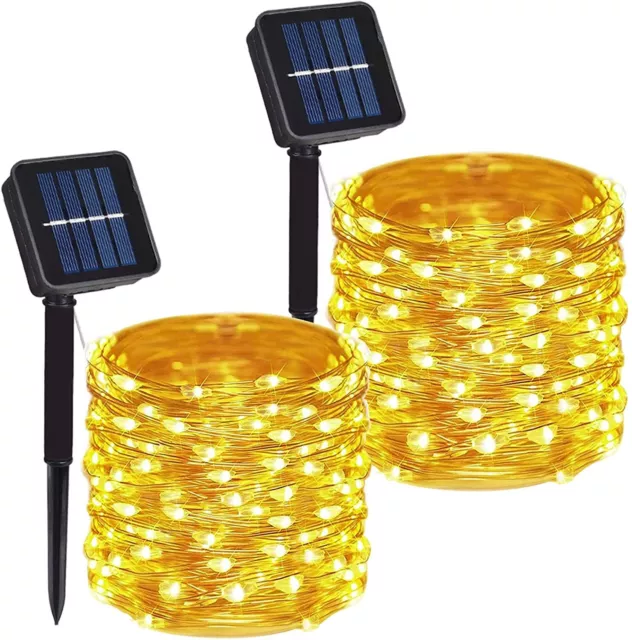 Outdoor Solar Fairy String Lights Copper Wire Waterproof Garden Decor 2x 100 LED