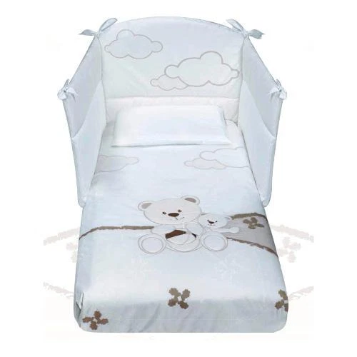 Set Tessile Lettino 3 pz Paraurti, piumone e federa Pali DAISY Tortora
