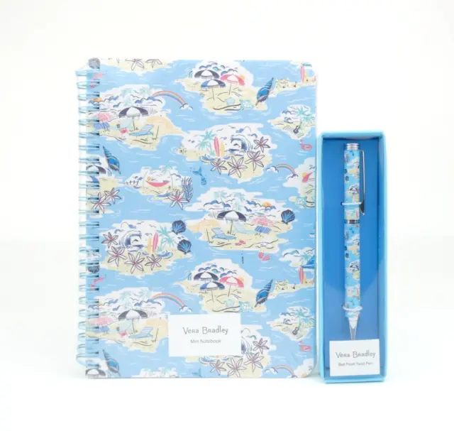 Vera Bradley Beach Treasures Mini Spiral Notebook & Ball Point Pen Set NWT