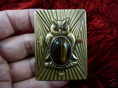 (B-BIRD-302) Owl night brown Tiger eye stone eyes lover pin pendant