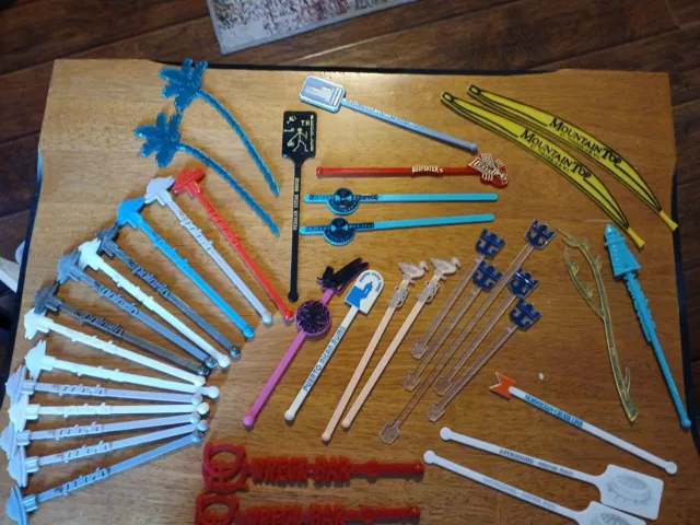 40 Vintage Cocktail Bar Drink Stirrers Swizzle Sticks Stirs Unique Barware