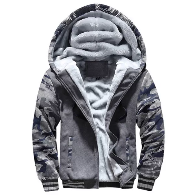 Mens Thick Warm Fleece Lined Hoodie Winter Zip Up Coat Jacket Sweatshirt Shirts