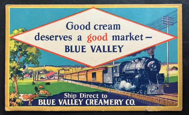 Vintage Blue Valley Creamery Advertisement Card Ink Blotter