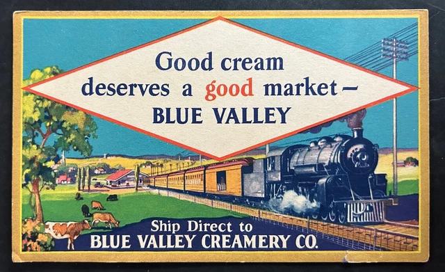 Vintage Blue Valley Creamery Advertisement Card Ink Blotter