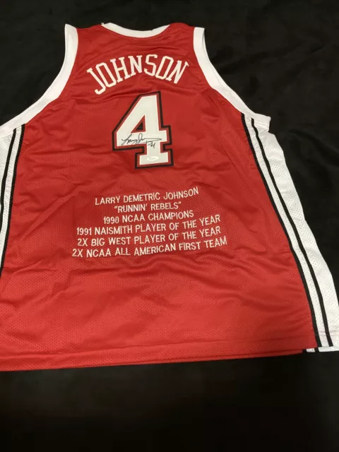 NCAA UNLV RUNNING REBELS Larry Johnson signed Career Stats Jersey  JSA certified