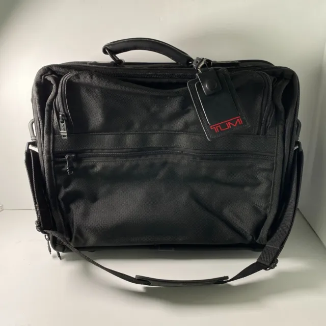 Tumi Black Alpha Framed Ballistic Nylon Laptop Briefcase Bag Messenger Organizer