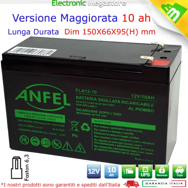 Batteria Ermetica Ricaricabile Al Piombo 12V 12 Volt 10Ah 9 Ah 9Ampere Per Ups