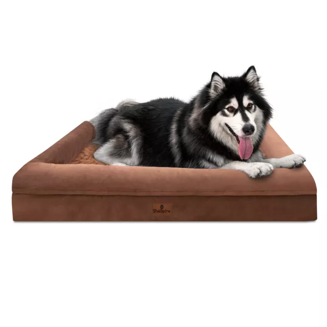 Coffee Orthopedic Memory Foam M L XL XXL Dog Bed 4-Side Bolster Soft Pet Sofa